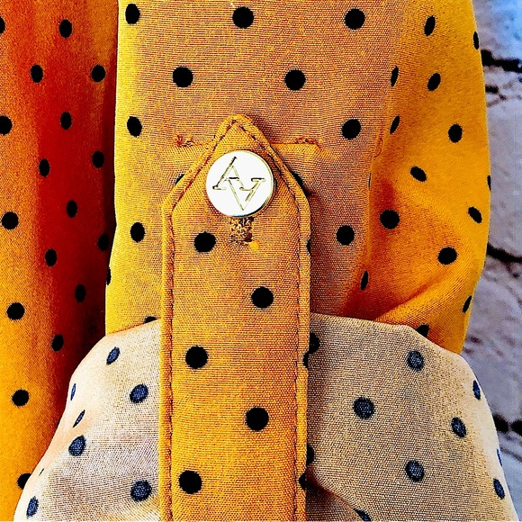 DONATED   Adrienne Vittadini Silky Polka Dot Oversize Logo-Pocket Blouse - Picture 5 of 12